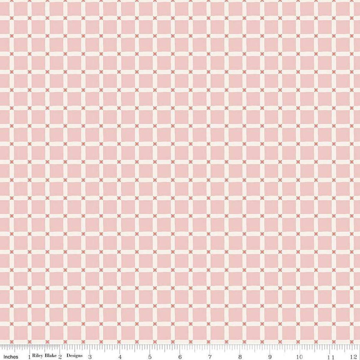 Forest Village Forest Grid Pink- Fat Quarter
