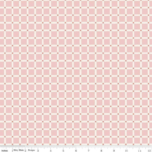 Forest Village Forest Grid Pink- Fat Quarter