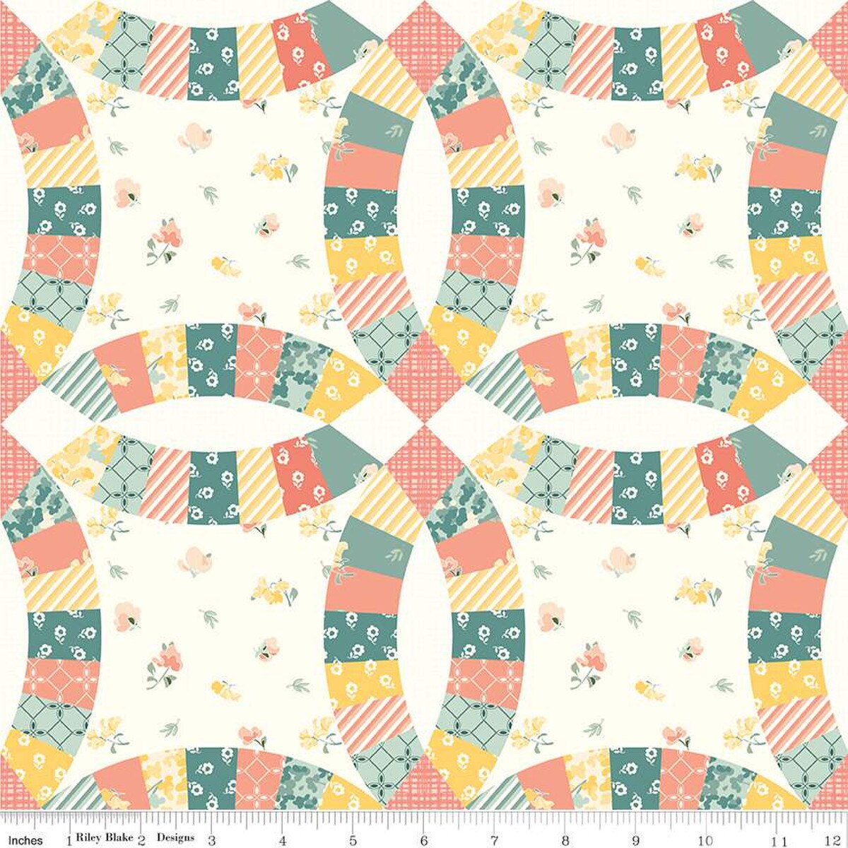 New Beginnings Double Wedding Ring Cheater Print Cream