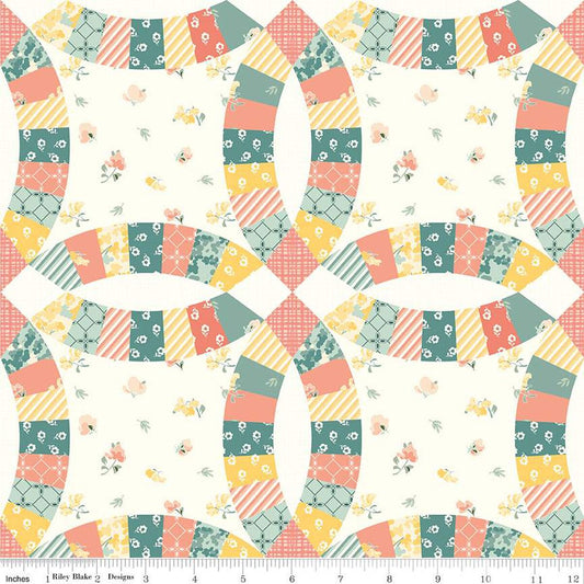New Beginnings Double Wedding Ring Cheater Print Cream