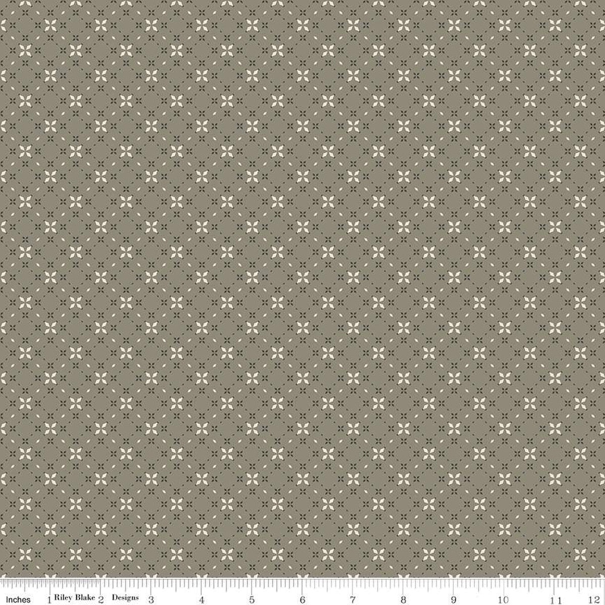Evening on the Prairie Geo Floral Green | Fat Quarter