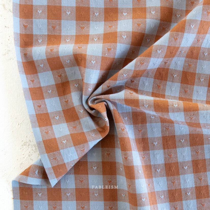 Dobby Hearts Gingham in Riviera
