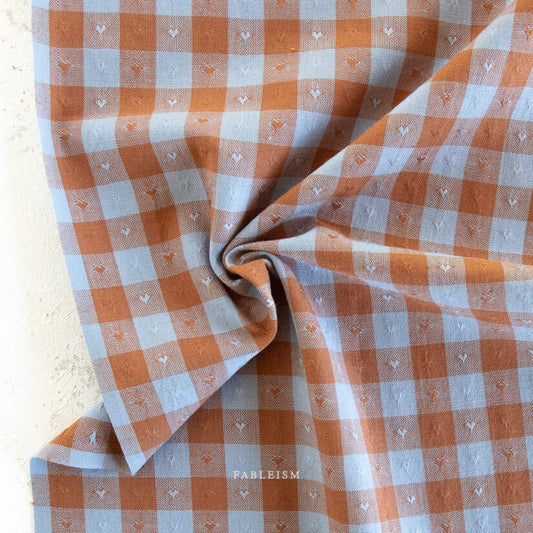 Dobby Hearts Gingham in Riviera