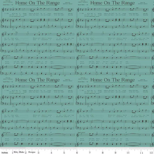 Cowboys Music Teal | Fat Quarter