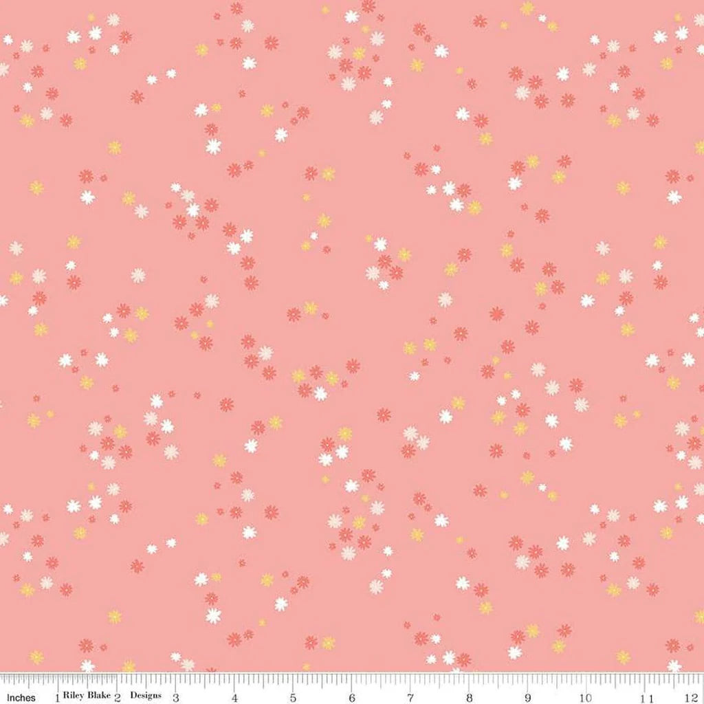 Between the Pages Flowers Coral | Fat Quarter