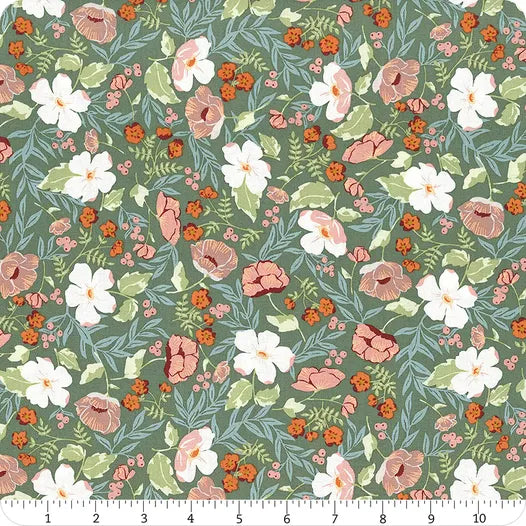 Winged Medley Boho Blooms Teal | Fat Quarter