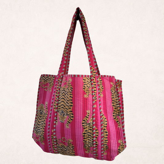 Block Print Tote in Spiced Stripe