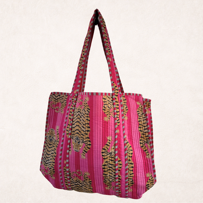 Block Print Tote in Spiced Stripe