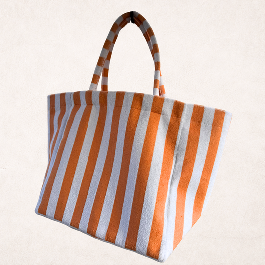 Striped Towel Tote Bag in Orange