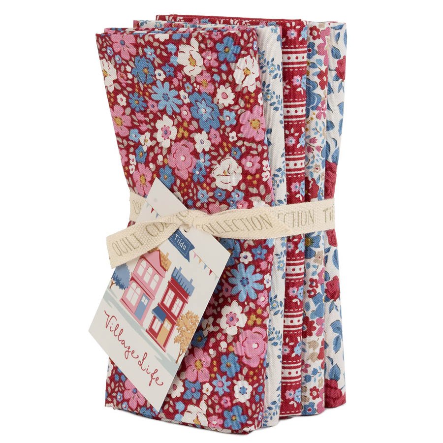 Village Life Fat Quarter Bundle Burgundy by Tone Finnanger from TILDA