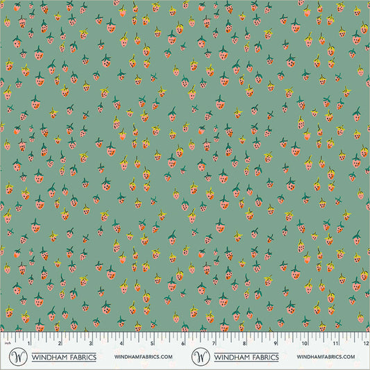 Heather Ross Favorites Field Strawberries Teal