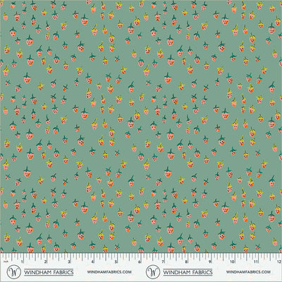 Heather Ross Favorites Field Strawberries Teal
