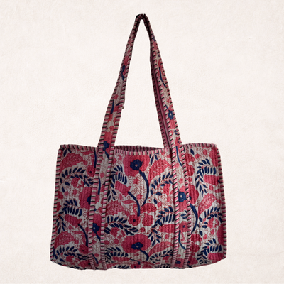 Block Print Tote in Indigo Bloom