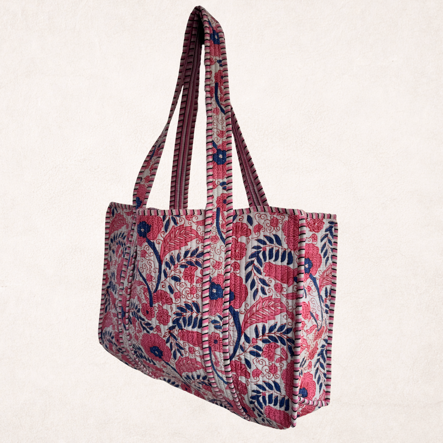 Block Print Tote in Indigo Bloom