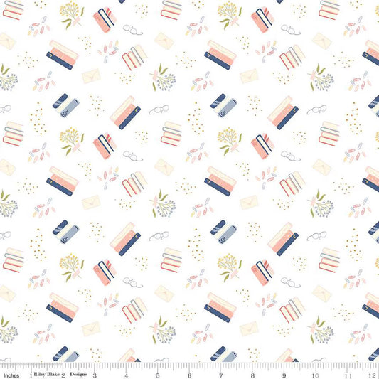 Between the Pages Bookish Life White | Fat Quarter