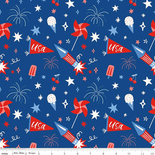 Firecracker Main Blue | Fat Quarter