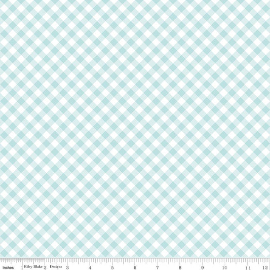 Whimsical Woodland Diagonal Gingham Aqua