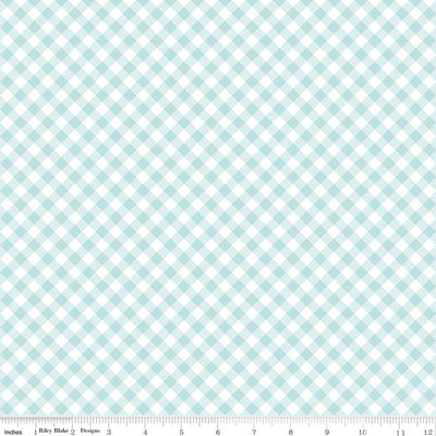 Whimsical Woodland Diagonal Gingham Aqua