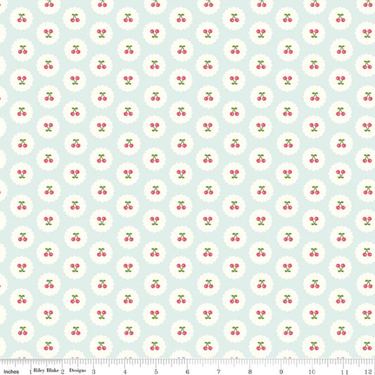 Cotton Nook Cherries Bleached Denim