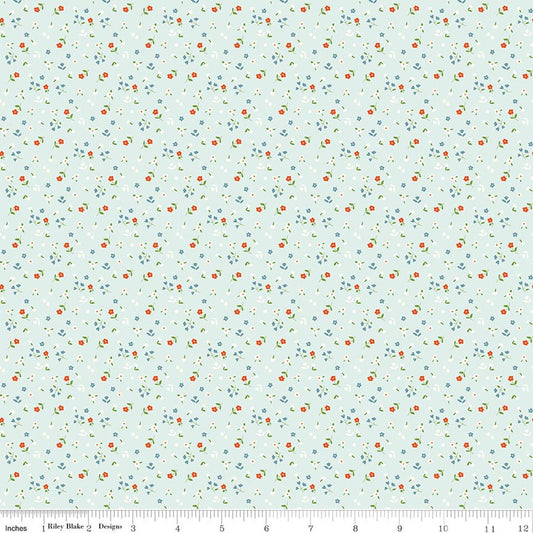 Cotton Nook Flowers Bleached Denim