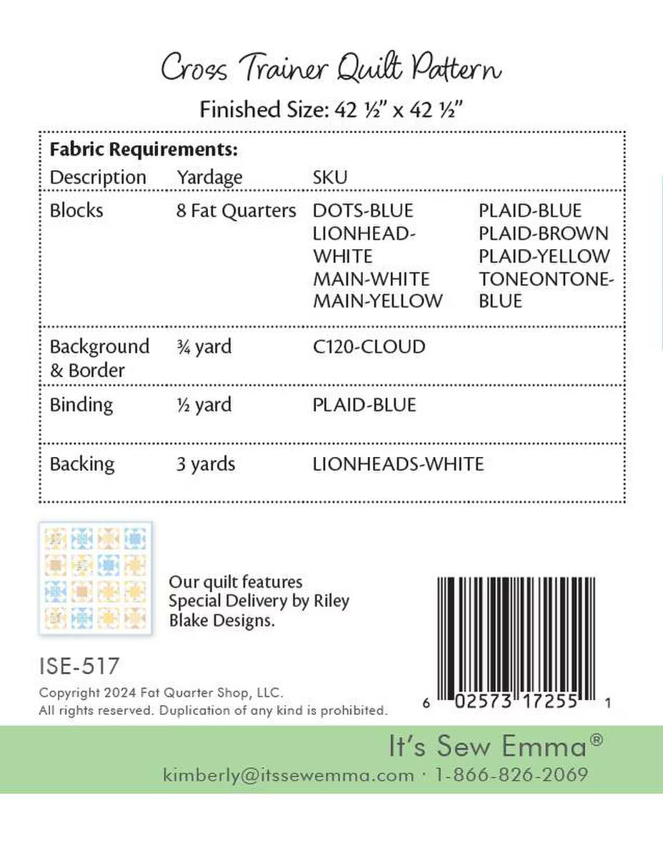 It's Sew Emma Cross Trainer Quilt Pattern