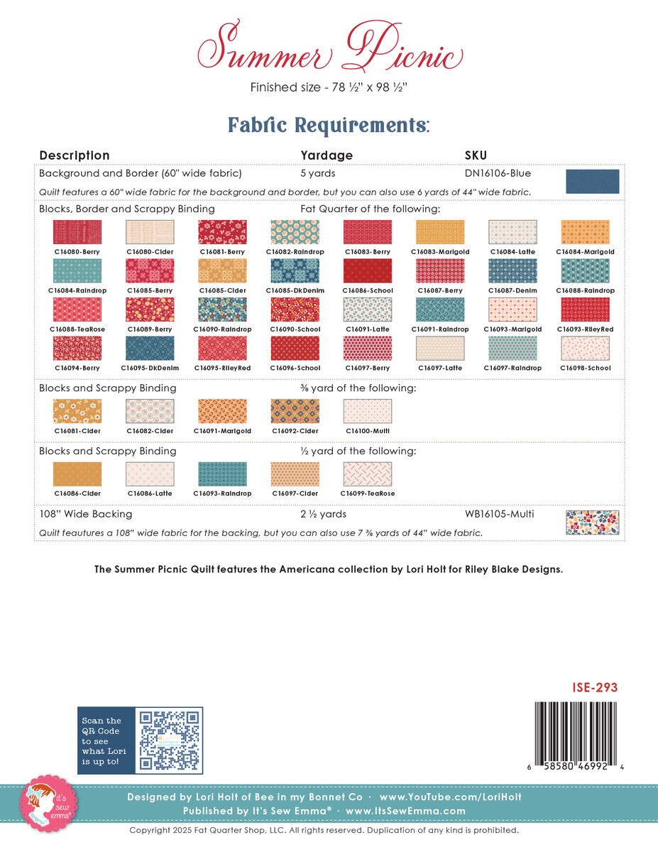 It's Sew Emma Summer Picnic Quilt Pattern
