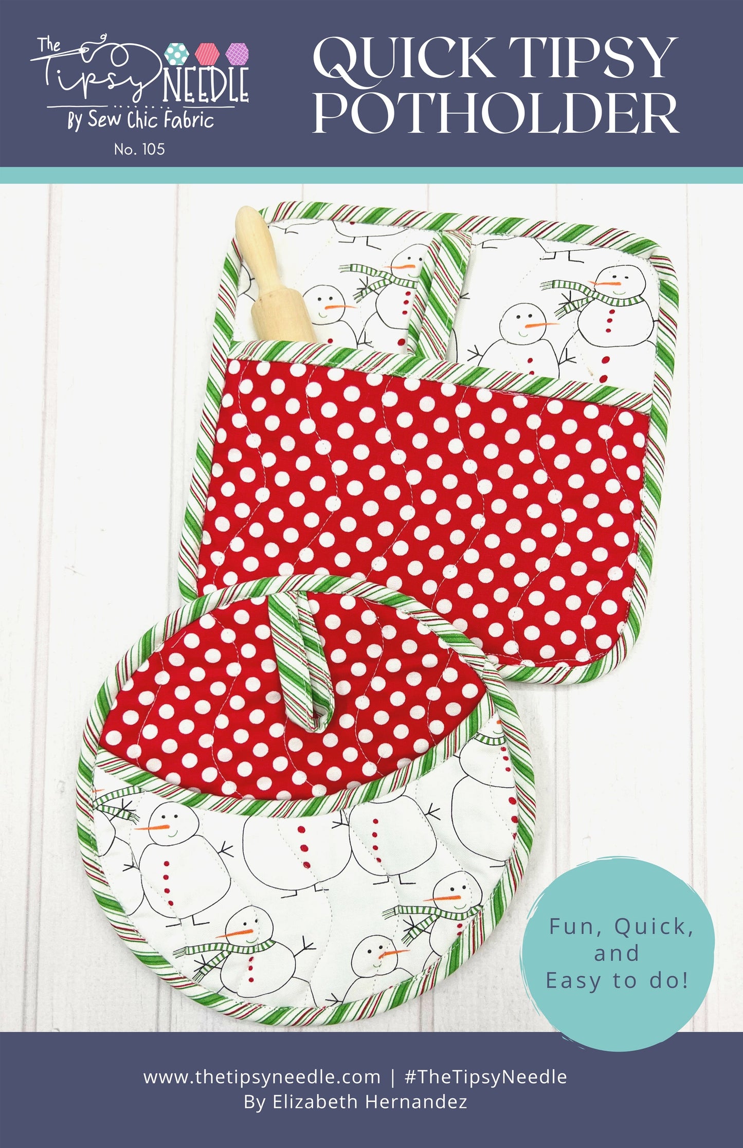 Quick Tipsy Potholders Printed Pattern