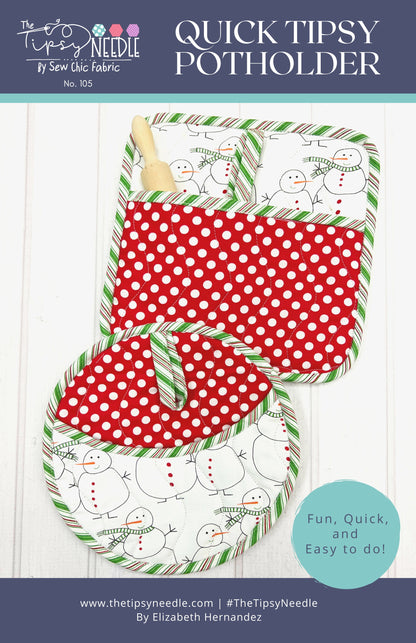 Quick Tipsy Potholders Printed Pattern