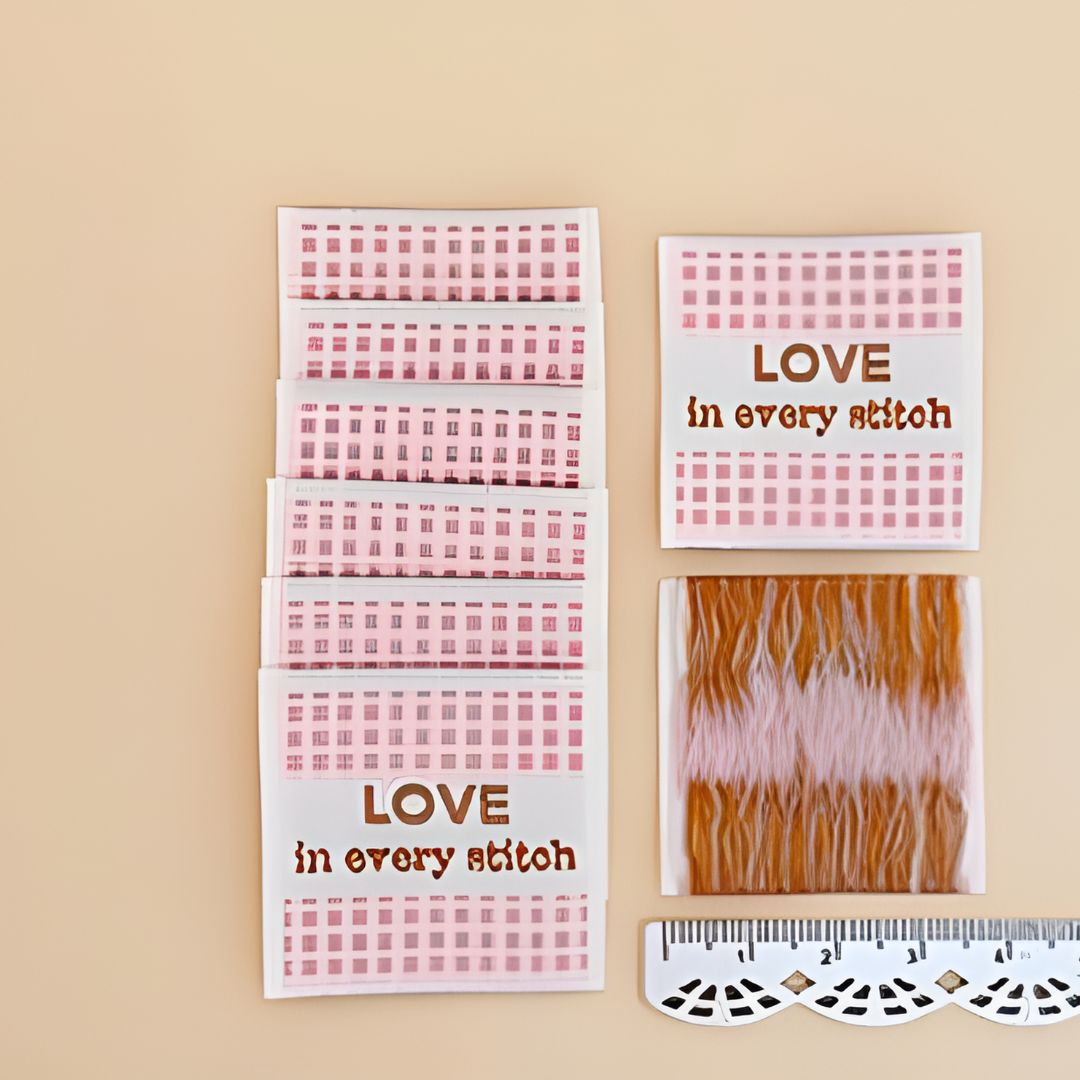 Minki Kim Pink Check Love Woven Labels