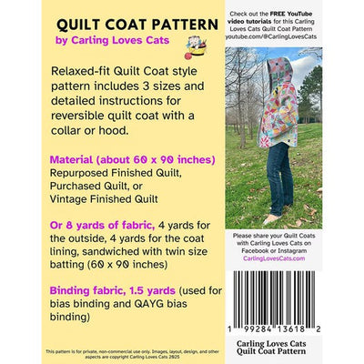 Carling Loves Cats Quilt Coat Sewing Pattern