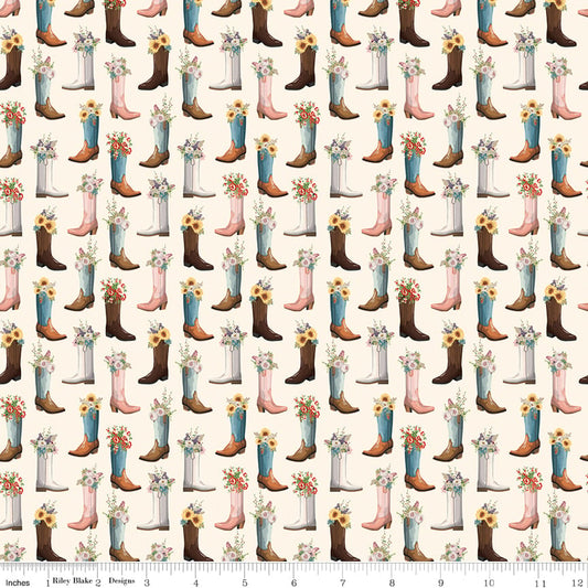 Cowgirl Boots Cream | Fat Quarter