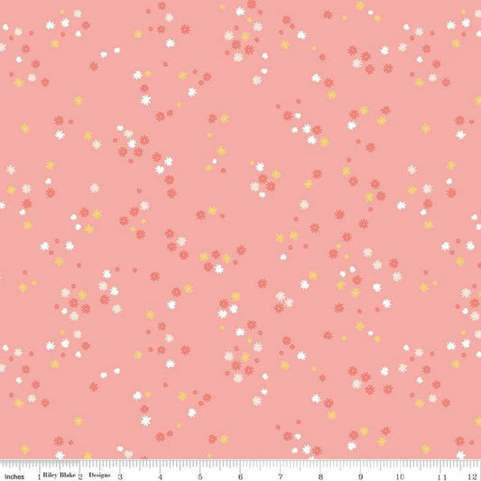 Between the Pages Flowers Coral | Fat Quarter