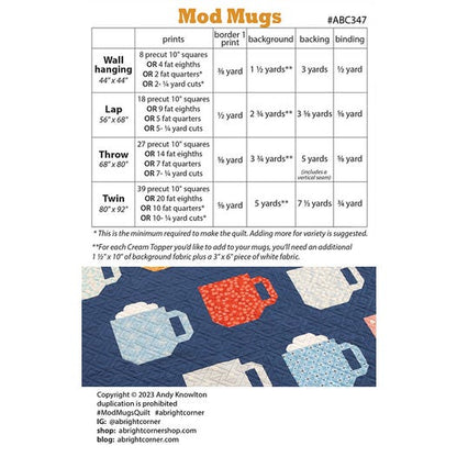 Mod Mugs Quilt Pattern